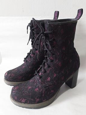 Dr. Martens Women Darcie Goth Witchy Punk Lace Laceup Heeled Ankle Boots Size 9